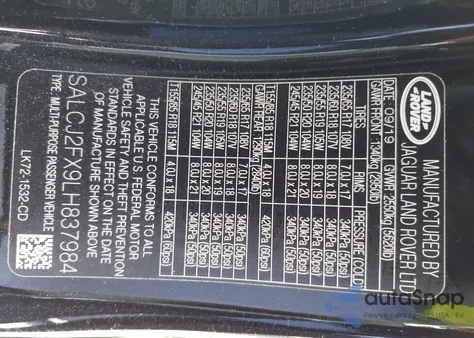 2020 Land Rover Discovery Sport S from USA, damaged, VIN SALCJ2FX9LH837984